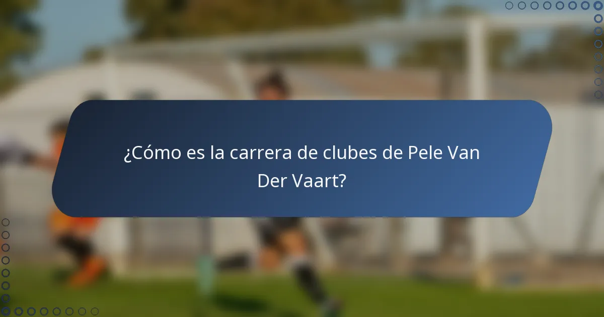 ¿Cómo es la carrera de clubes de Pele Van Der Vaart?