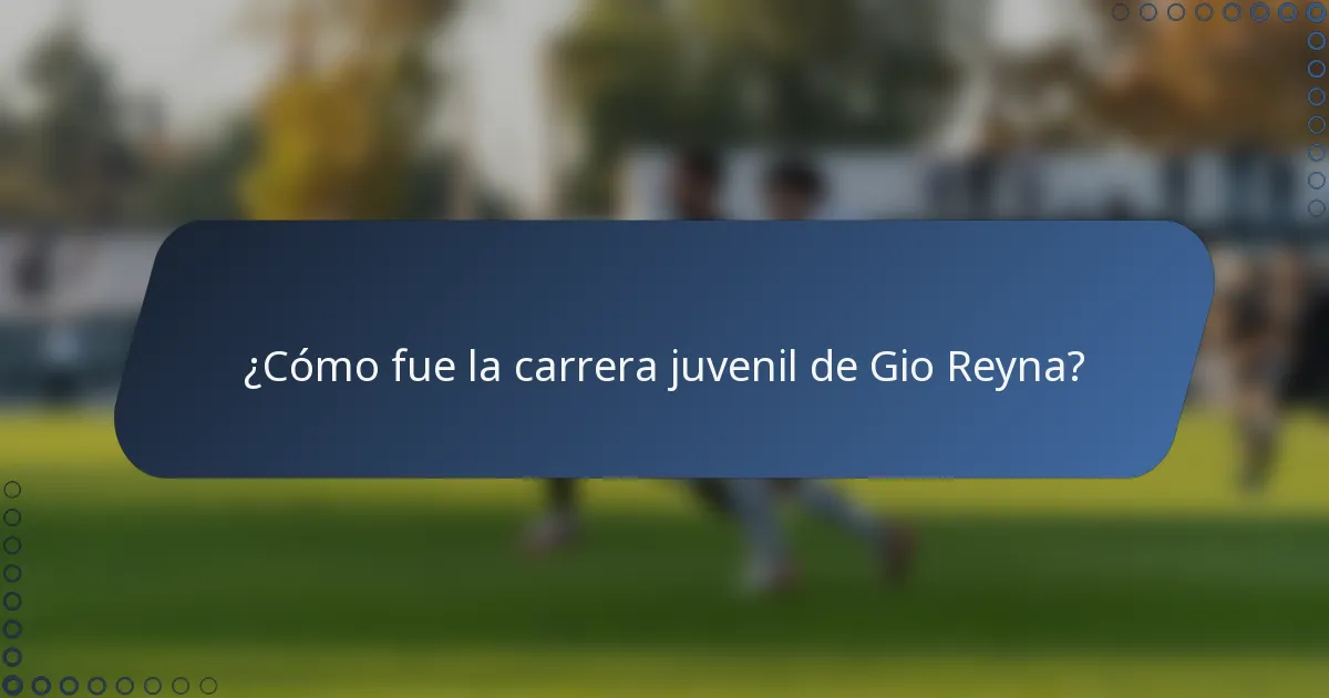 ¿Cómo fue la carrera juvenil de Gio Reyna?